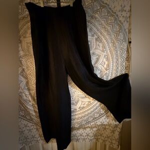 Victor Costa Black Wide Leg Silky Pants